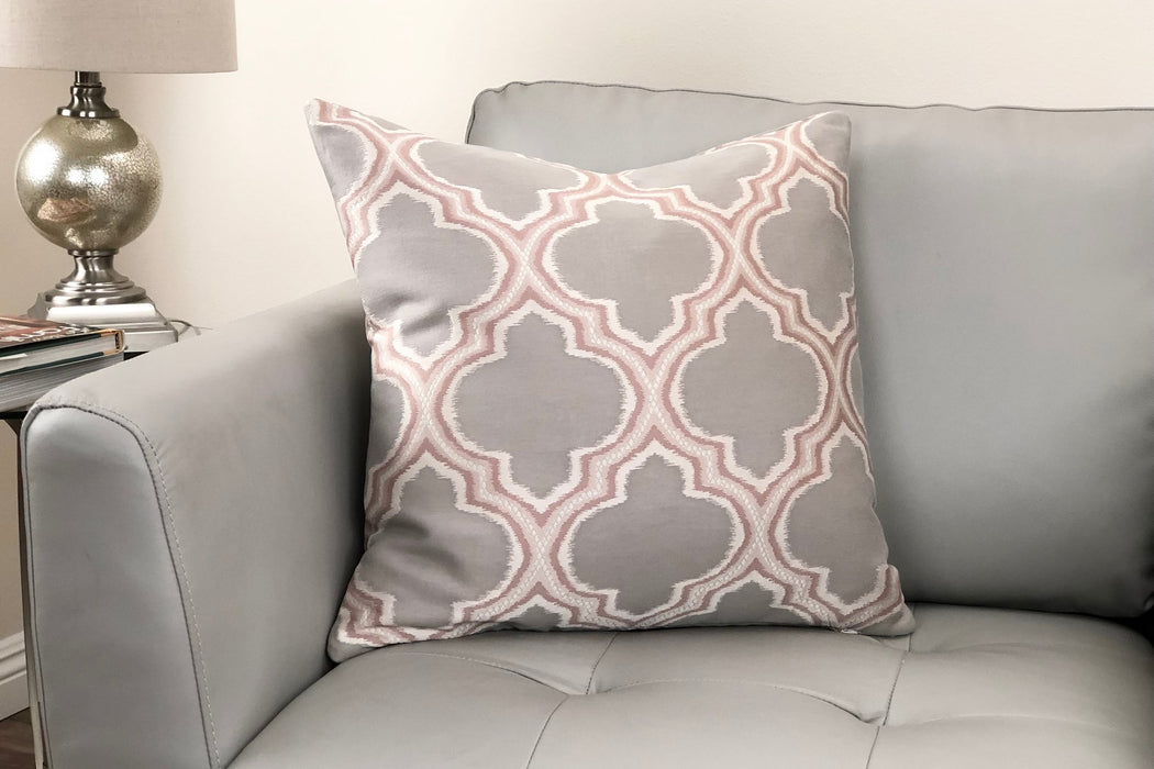 Aria Contemporary Decorative Feather and Down Throw Pillow In Dove Jacquard Fabric