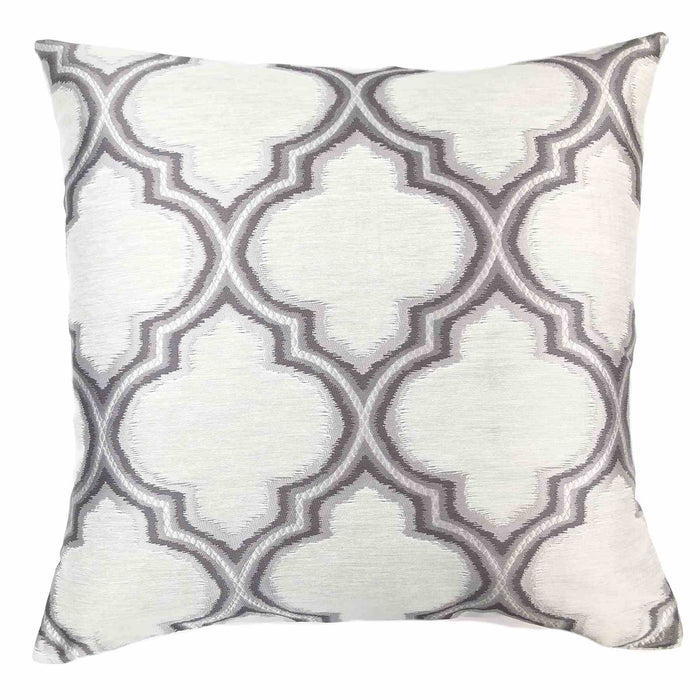 Aria Contemporary Decorative Feather and Down Throw Pillow In Gray Jacquard Fabric