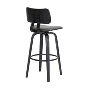 Pico 26" Swivel Black Wood Counter Stool in Gray Faux Leather with Black Metal - Furniture City (CA)l