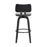 Pico 26" Swivel Black Wood Counter Stool in Gray Faux Leather with Black Metal - Furniture City (CA)l