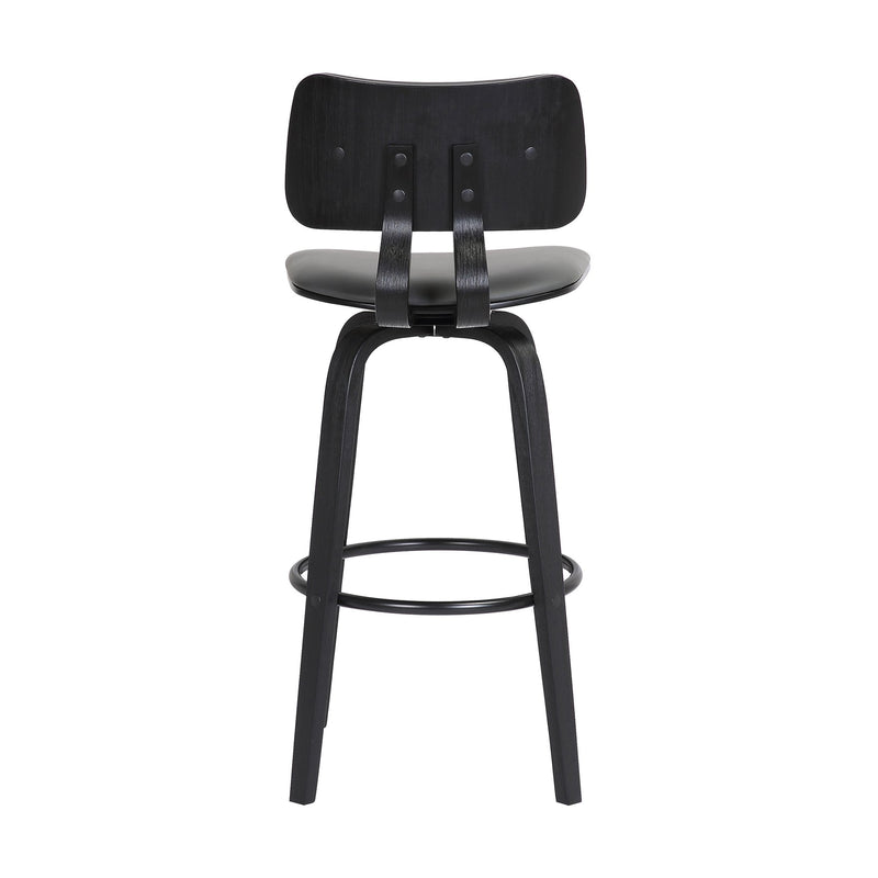 Pico 26" Swivel Black Wood Counter Stool in Gray Faux Leather with Black Metal - Furniture City (CA)l