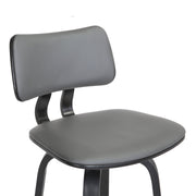 Pico 26" Swivel Black Wood Counter Stool in Gray Faux Leather with Black Metal - Furniture City (CA)l