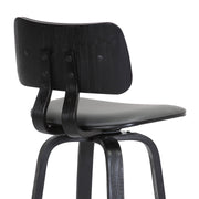 Pico 26" Swivel Black Wood Counter Stool in Gray Faux Leather with Black Metal - Furniture City (CA)l