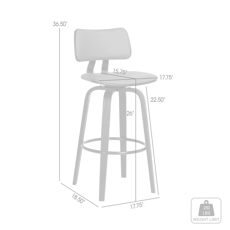 Pico 26" Swivel Black Wood Counter Stool in Gray Faux Leather with Black Metal - Furniture City (CA)l