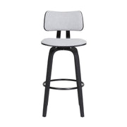 Pico 26" Swivel Black Wood Counter Stool in Light Gray Fabric with Black Metal - Furniture City (CA)l