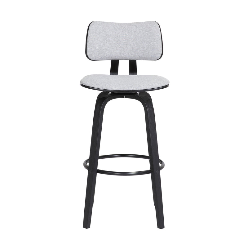 Pico 26" Swivel Black Wood Counter Stool in Light Gray Fabric with Black Metal - Furniture City (CA)l