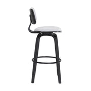 Pico 26" Swivel Black Wood Counter Stool in Light Gray Fabric with Black Metal - Furniture City (CA)l