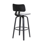 Pico 26" Swivel Black Wood Counter Stool in Light Gray Fabric with Black Metal - Furniture City (CA)l