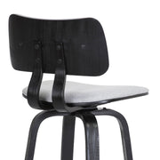 Pico 26" Swivel Black Wood Counter Stool in Light Gray Fabric with Black Metal - Furniture City (CA)l