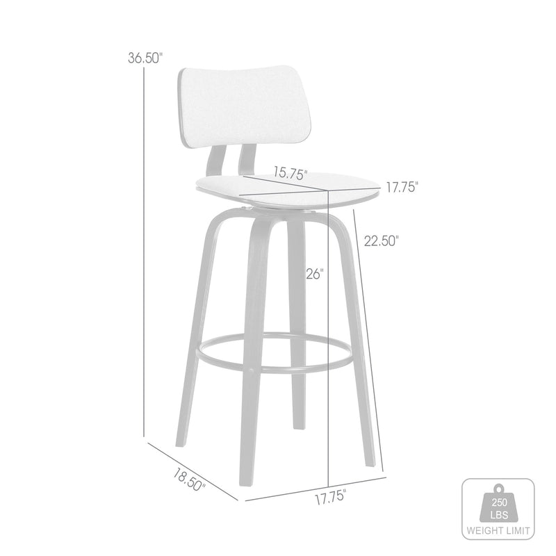 Pico 26" Swivel Black Wood Counter Stool in Light Gray Fabric with Black Metal - Furniture City (CA)l