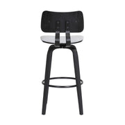 Pico 30" Swivel Black Wood Bar Stool in Light Gray Fabric with Black Metal - Furniture City (CA)l