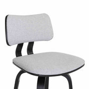 Pico 30" Swivel Black Wood Bar Stool in Light Gray Fabric with Black Metal - Furniture City (CA)l