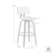 Pico 30" Swivel Black Wood Bar Stool in Light Gray Fabric with Black Metal - Furniture City (CA)l