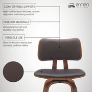 Pico 26" Swivel Walnut Wood Counter Stool in Brown Faux Leather with Chrome - Furniture City (CA)l