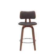 Pico 26" Swivel Walnut Wood Counter Stool in Brown Faux Leather with Chrome - Furniture City (CA)l