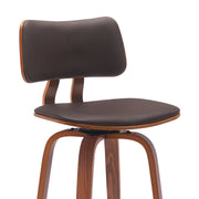 Pico 26" Swivel Walnut Wood Counter Stool in Brown Faux Leather with Chrome - Furniture City (CA)l