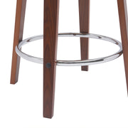 Pico 26" Swivel Walnut Wood Counter Stool in Brown Faux Leather with Chrome - Furniture City (CA)l