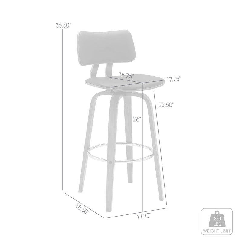 Pico 26" Swivel Walnut Wood Counter Stool in Brown Faux Leather with Chrome - Furniture City (CA)l
