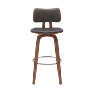 Pico 30" Swivel Walnut Wood Bar Stool in Brown Faux Leather with Chrome - Furniture City (CA)l
