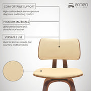 Pico 26" Swivel Walnut Wood Counter Stool in Cream Faux Leather with Chrome - Furniture City (CA)l