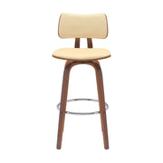 Pico 30" Swivel Walnut Wood Bar Stool in Cream Faux Leather with Chrome - Furniture City (CA)l