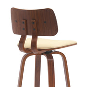 Pico 30" Swivel Walnut Wood Bar Stool in Cream Faux Leather with Chrome - Furniture City (CA)l