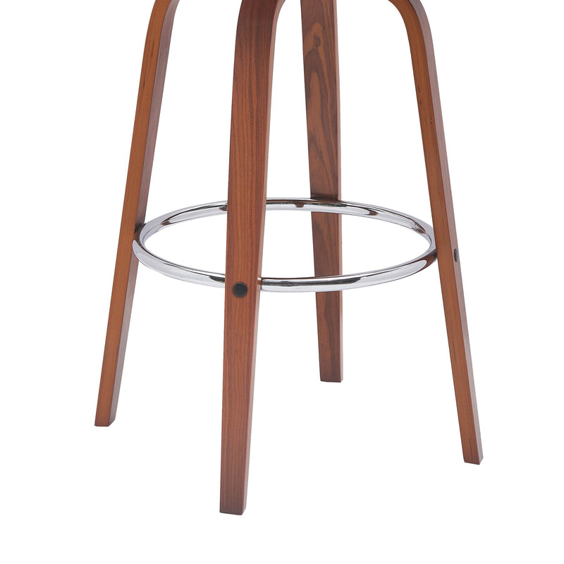 Pico 30" Swivel Walnut Wood Bar Stool in Cream Faux Leather with Chrome - Furniture City (CA)l