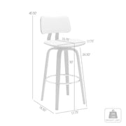 Pico 30" Swivel Walnut Wood Bar Stool in Cream Faux Leather with Chrome - Furniture City (CA)l