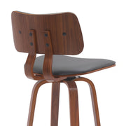 Pico 26" Swivel Walnut Wood Counter Stool in Gray Faux Leather with Chrome - Furniture City (CA)l