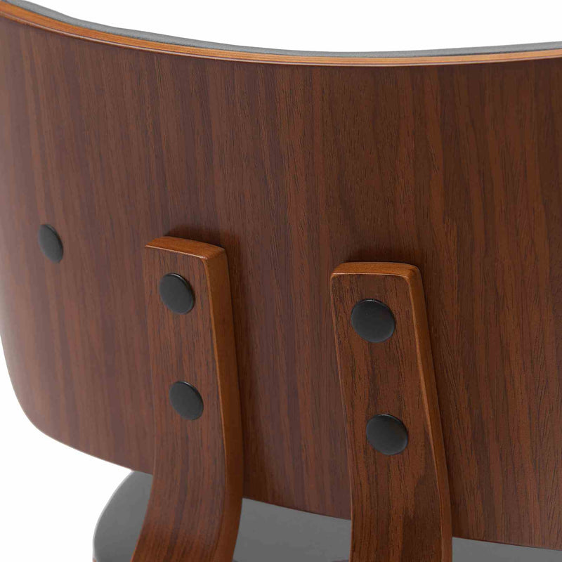 Pico 26" Swivel Walnut Wood Counter Stool in Gray Faux Leather with Chrome - Furniture City (CA)l
