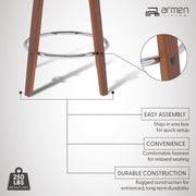Pico 30" Swivel Walnut Wood Bar Stool in Gray Faux Leather with Chrome - Furniture City (CA)l