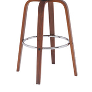Pico 30" Swivel Walnut Wood Bar Stool in Gray Faux Leather with Chrome - Furniture City (CA)l