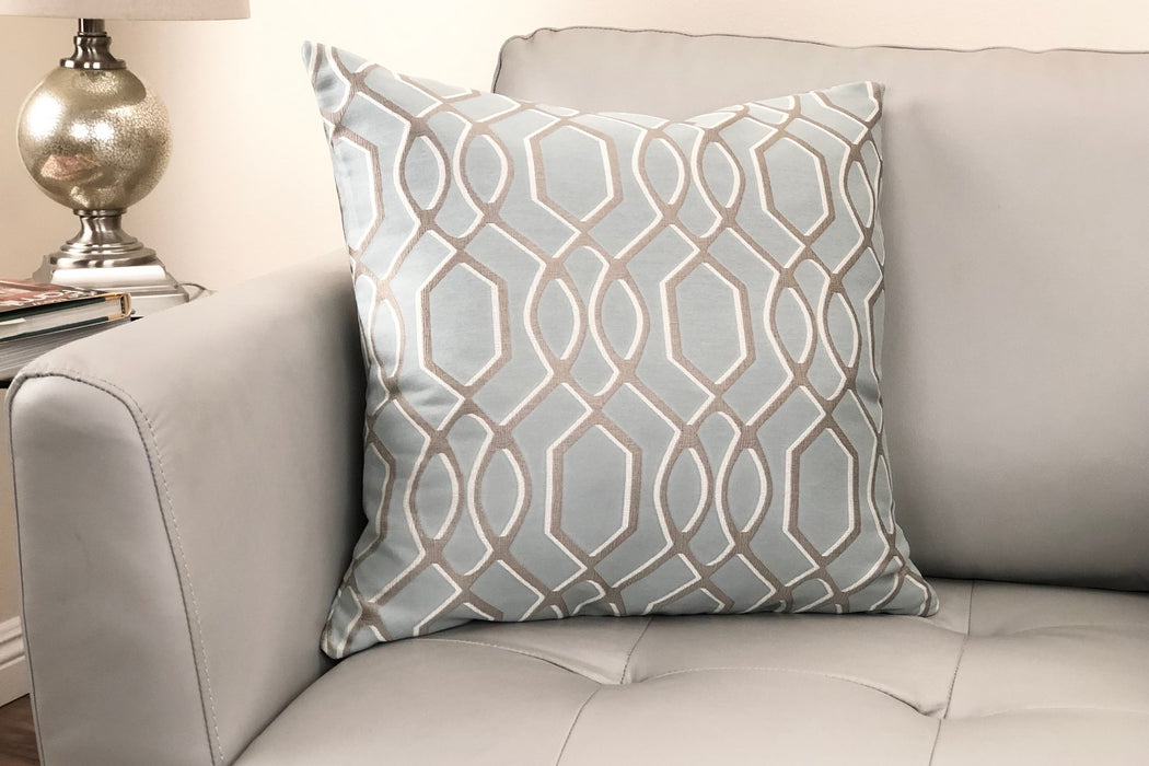 Frances Contemporary Decorative Feather and Down Throw Pillow In Sea Jacquard Fabric