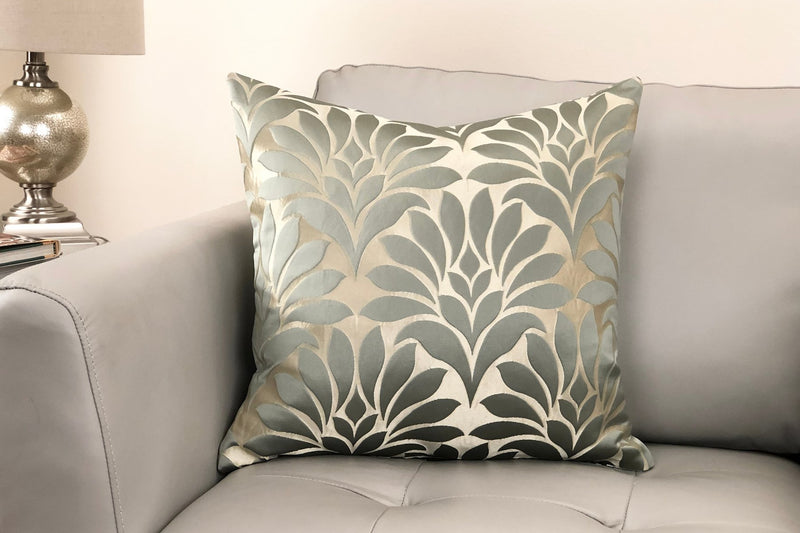 Gisela Contemporary Decorative Feather and Down Throw Pillow In Jade Jacquard Fabric - Furniture City (CA)l