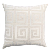 Laguna Contemporary Decorative Feather and Down Throw Pillow In White Applique Embroidery Fabric - Furniture City (CA)l