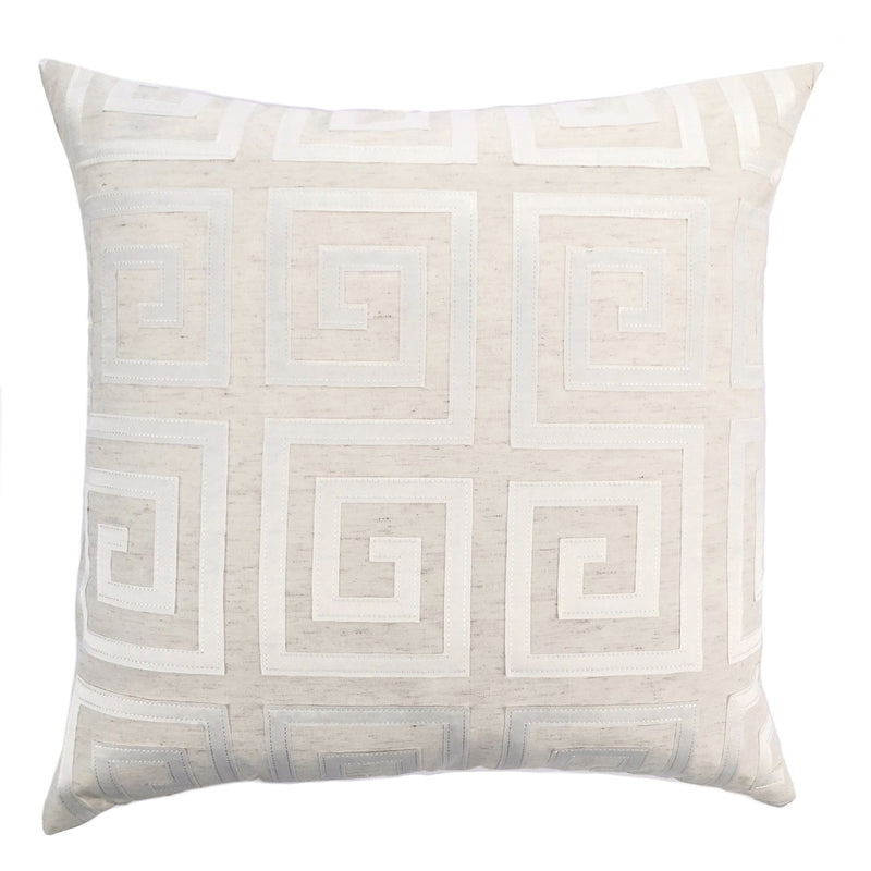 Laguna Contemporary Decorative Feather and Down Throw Pillow In White Applique Embroidery Fabric - Furniture City (CA)l
