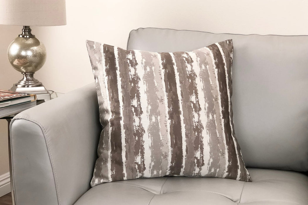 Murray Contemporary Decorative Feather and Down Throw Pillow In Stone Jacquard Fabric