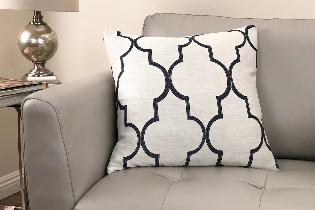 Paxton Contemporary Decorative Feather and Down Throw Pillow In Cobalt Jacquard Fabric