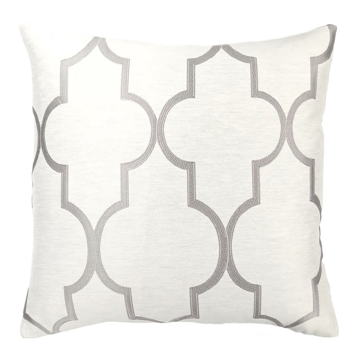 Paxton Contemporary Decorative Feather and Down Throw Pillow In Light Gray Jacquard Fabric
