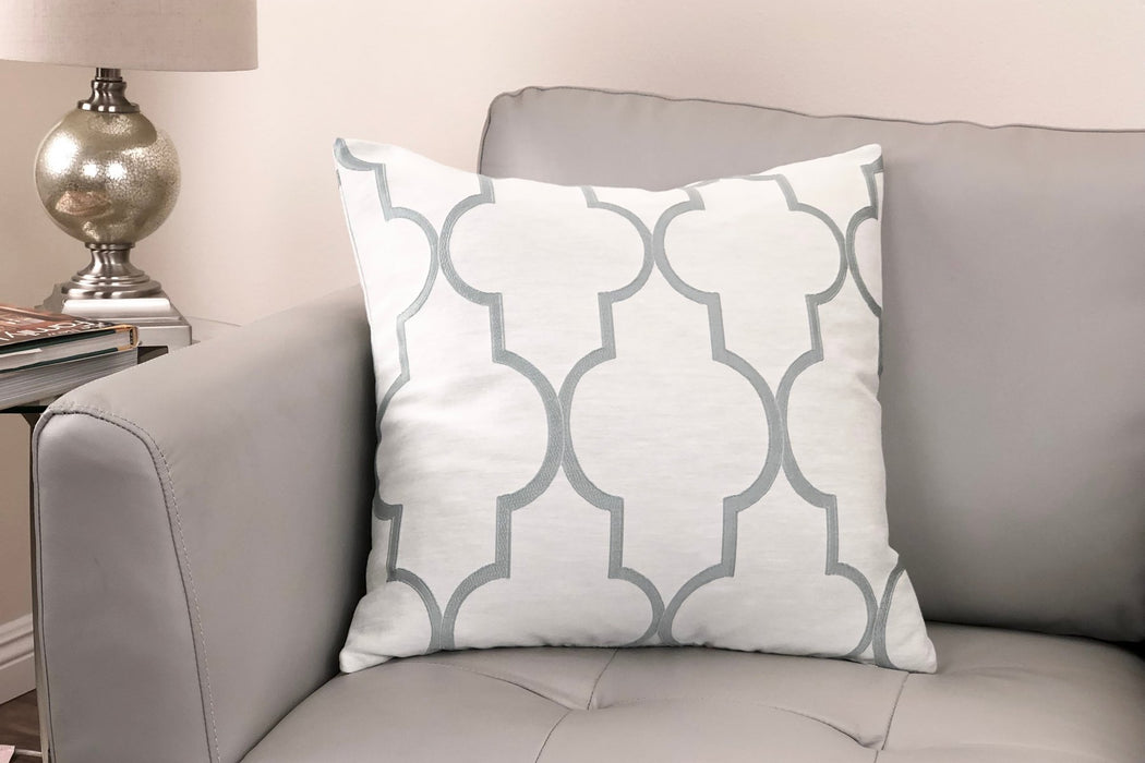 Paxton Contemporary Decorative Feather and Down Throw Pillow In Sea Foam Jacquard Fabric