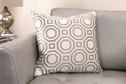 Warren Contemporary Decorative Feather and Down Throw Pillow In Gray Jacquard Fabric - Furniture City (CA)l