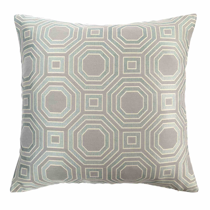 Warren Contemporary Decorative Feather and Down Throw Pillow In Mist Jacquard Fabric - Furniture City (CA)l
