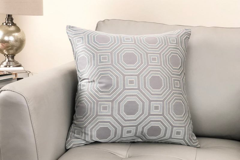Warren Contemporary Decorative Feather and Down Throw Pillow In Mist Jacquard Fabric - Furniture City (CA)l