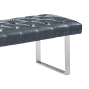 Plaza Contemporary Bench in Gray Faux Leather and Brushed Stainless Steel Finish - Furniture City (CA)l