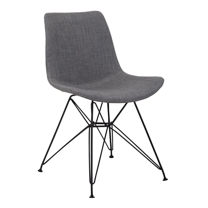Palmetto Contemporary Dining Chair in Charcoal Fabric with Black Metal Legs