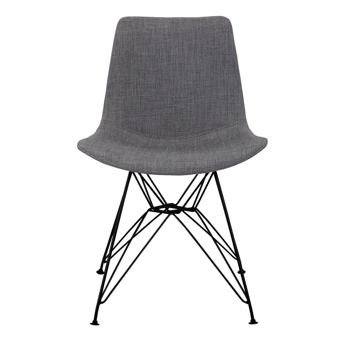 Palmetto Contemporary Dining Chair in Charcoal Fabric with Black Metal Legs