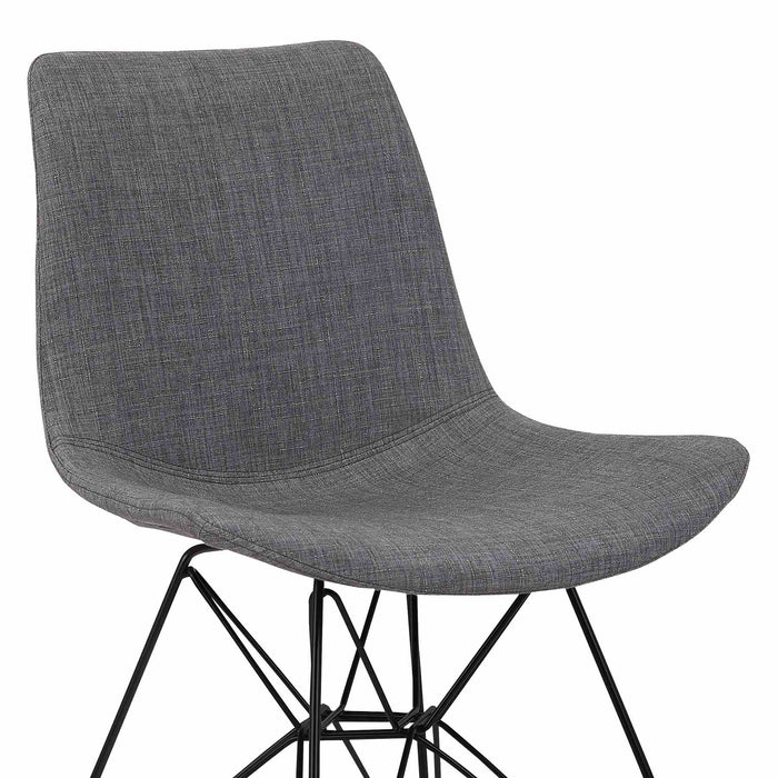 Palmetto Contemporary Dining Chair in Charcoal Fabric with Black Metal Legs