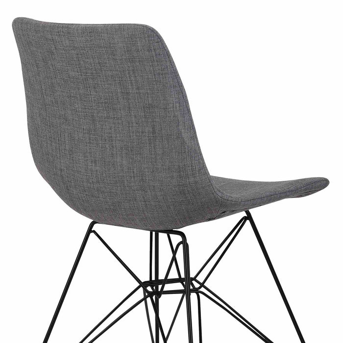 Palmetto Contemporary Dining Chair in Charcoal Fabric with Black Metal Legs