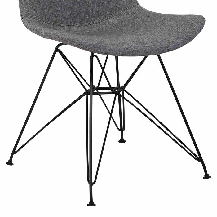 Palmetto Contemporary Dining Chair in Charcoal Fabric with Black Metal Legs