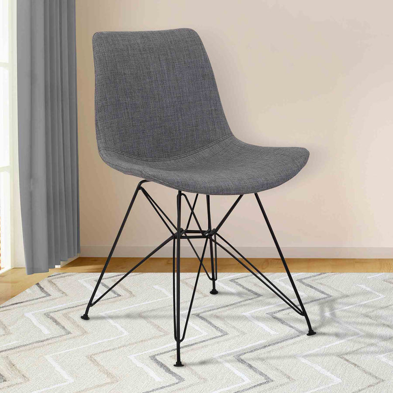 Palmetto Contemporary Dining Chair in Charcoal Fabric with Black Metal Legs - Furniture City (CA)l